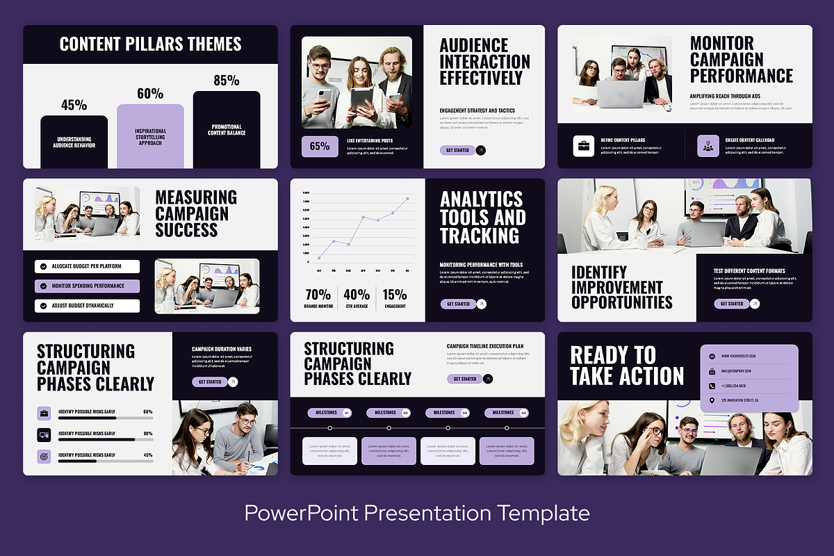 Purple White Social Media Campaign, a Presentation Template by Sixtemp (Photo 3 of 3)