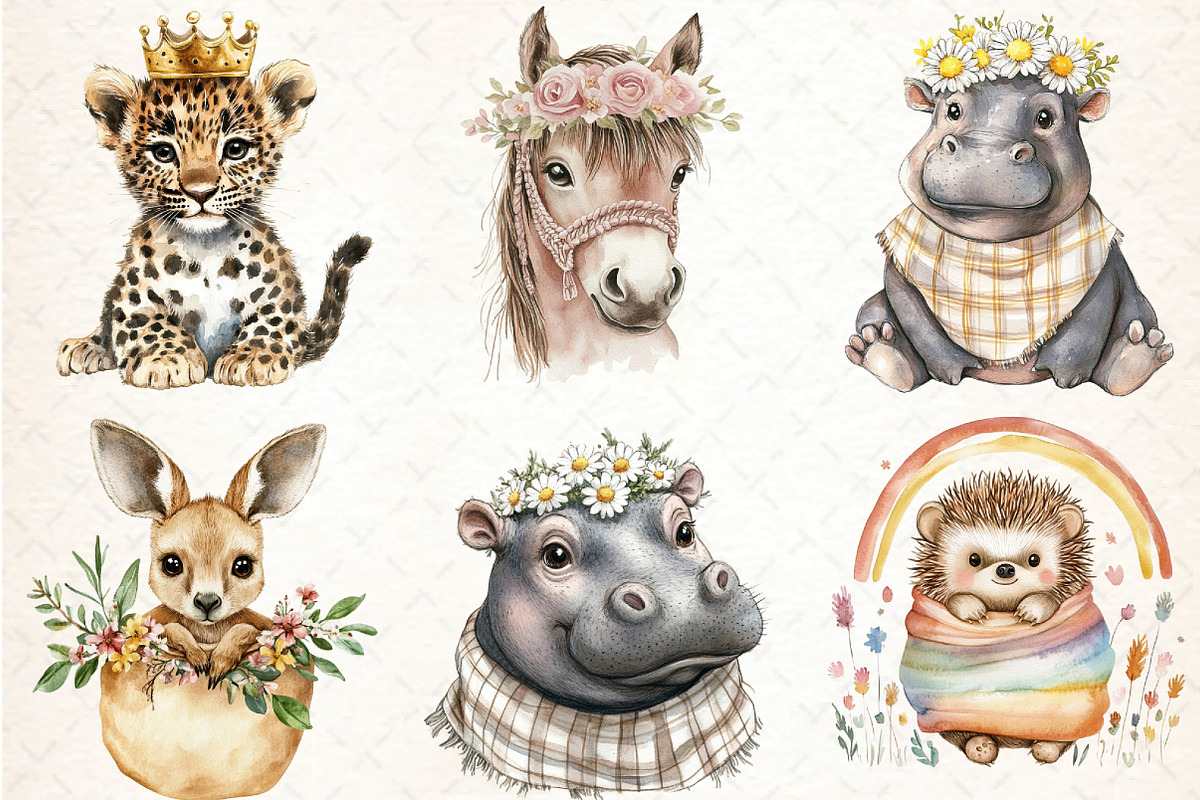 Boho Baby Clipart Bundle Boho Animal, an Illustration by DreamCafeArt (Photo 3 of 7)
