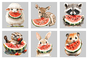 Summer Animals Enjoy Watermelon, an Illustration by Black Bird Studio (Thumbnail 5 of 5)