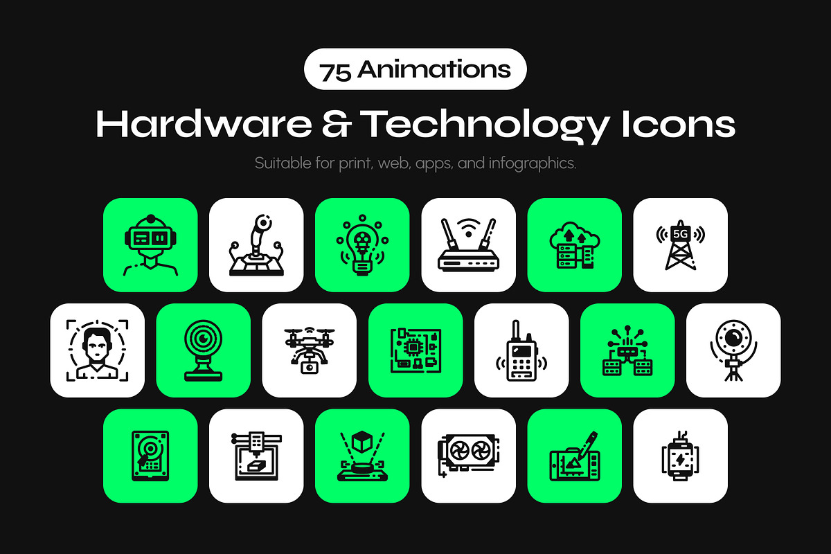 Animated Hardware and Technology, a Solid Icon by Vectors Market (Photo 1 of 3)