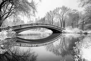 Bow Bridge reflects on the tranquil, a Photo by Pavel_design