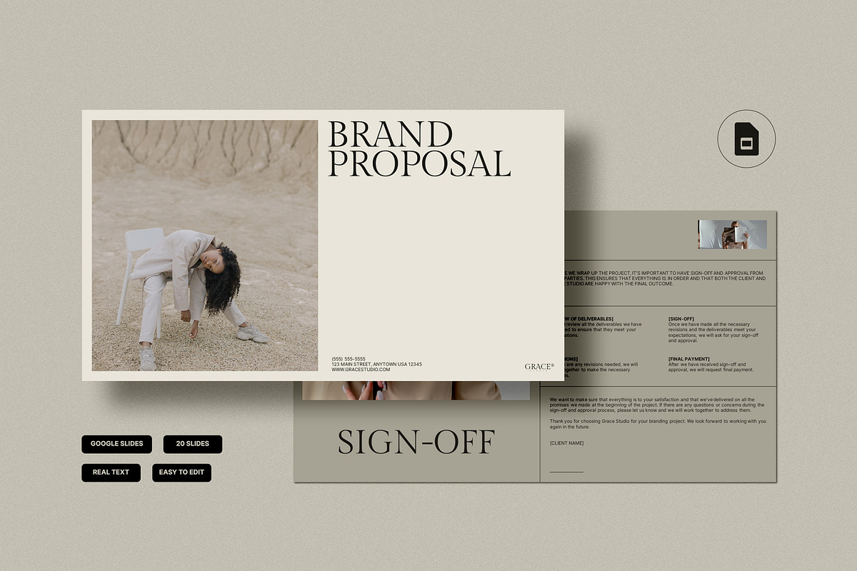 Grace Brand Proposal - Google Slide, a Presentation Template by Sixtemp (Photo 1 of 7)