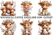 Whimsical Easter Highland Cow Clipar, an Illustration by OK Design (Thumbnail 2 of 6)
