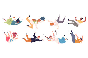 Falling fly people. Young man woman, a Person Illustration by Stock-Smart-Start