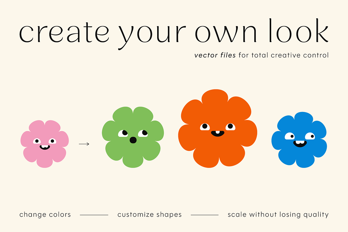 Expressive Flower Faces | Shapes Set, an Object Graphic by stasylionet (Photo 5 of 12)