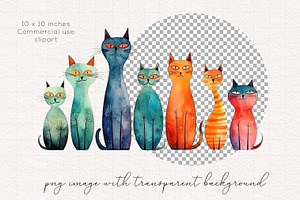 Whimsical Cats Clipart