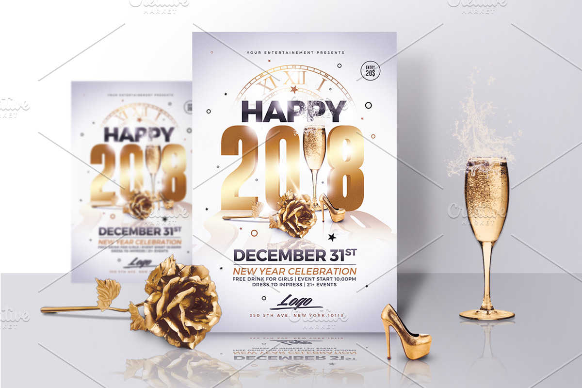 Classy New Year 2018 Invitations, a Poster Template by Rome B Creation (Photo 1 of 3)