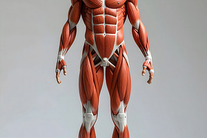 Human body muscles front anatomy detailed scientific illustratio, a Health & Medical Photo by GoodGoods