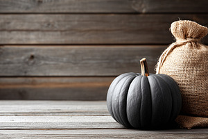 Black pumpkin with a rustic burlap, a Holiday Photo by MistyDay