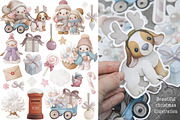 Watercolor Christmas baby rabbit Set, a Seasonal Illustration by TanyaSchuka (Thumbnail 3 of 11)