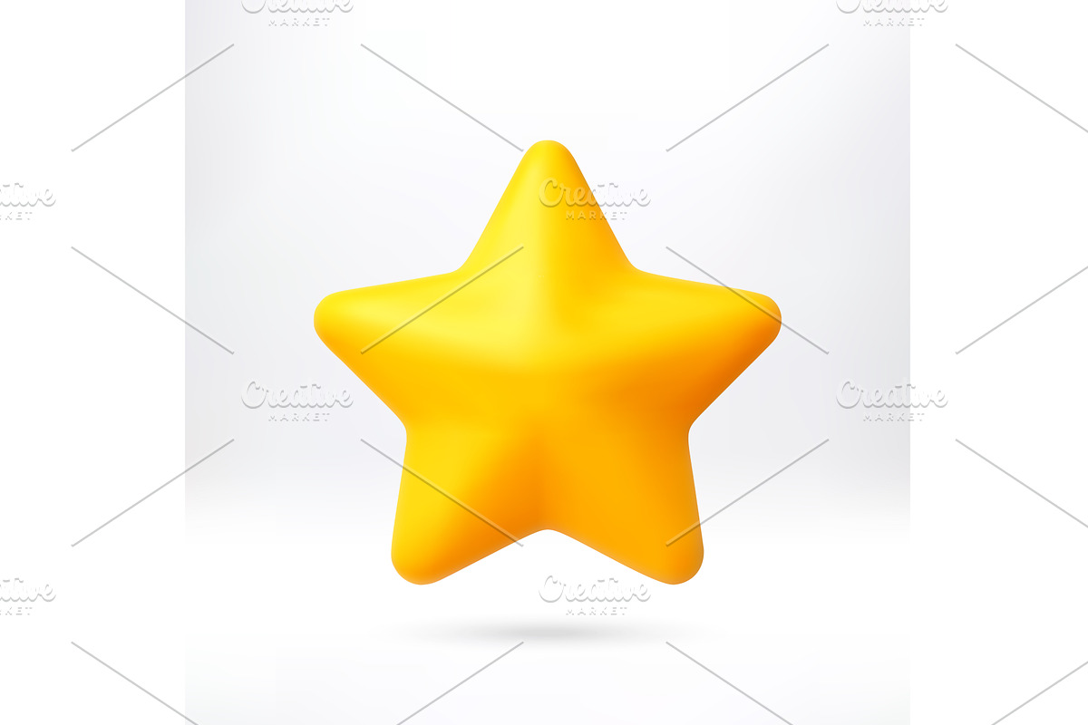 Yellow 3d cartoon star on white, an Object Illustration by Abscent
