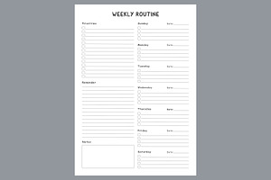 Weekly Routine Study Planning Page,