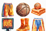 Watercolor Basketball Clipart Bundle, an Illustration by Craft Nest (Thumbnail 4 of 6)