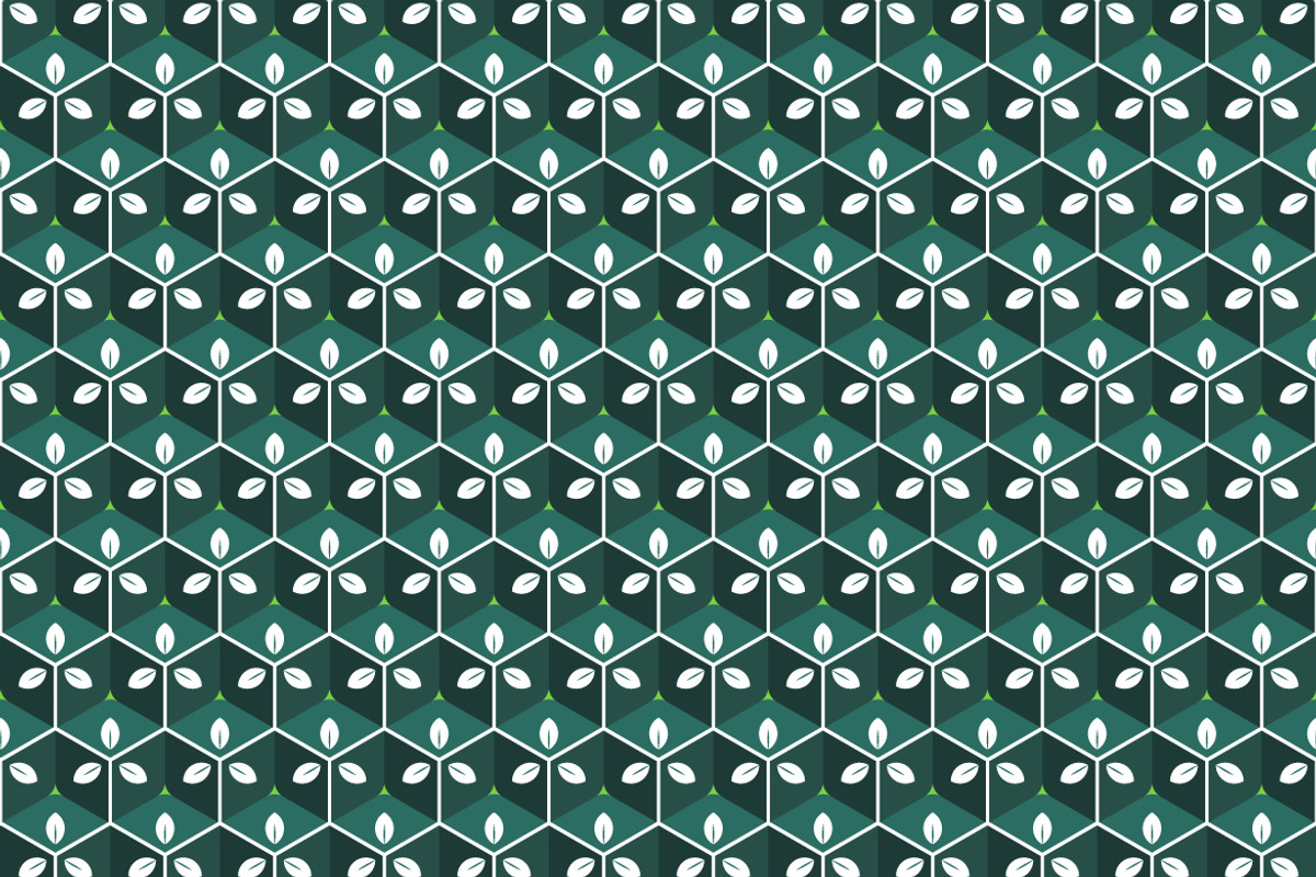 Geometric Leaf Hexagon Pattern, a Pattern Graphic by Mightyfire