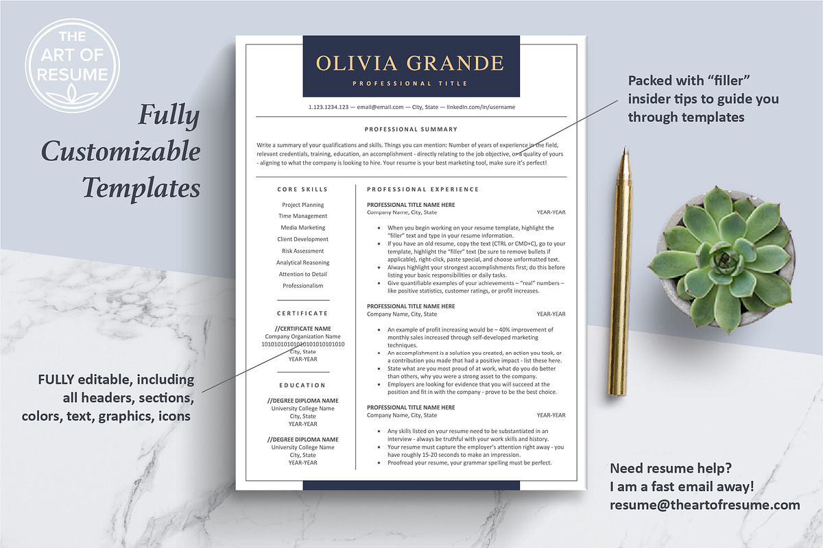Editable Resume CV Template Design, a Resume Template by The Art of Resume (Photo 3 of 9)