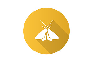 Moth Flat Design Long Shadow Glyph Icon