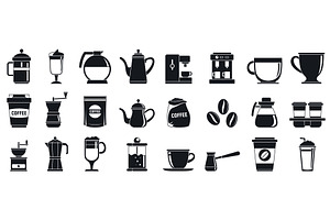 Barista Icons Set, Simple Style