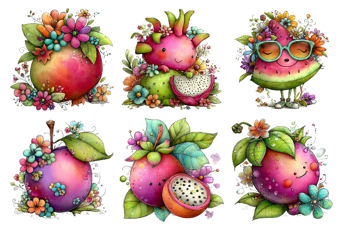 Whimsical Summer Fruit Clipart, a Seasonal Illustration by Daily.Designs (Photo 5 of 5)