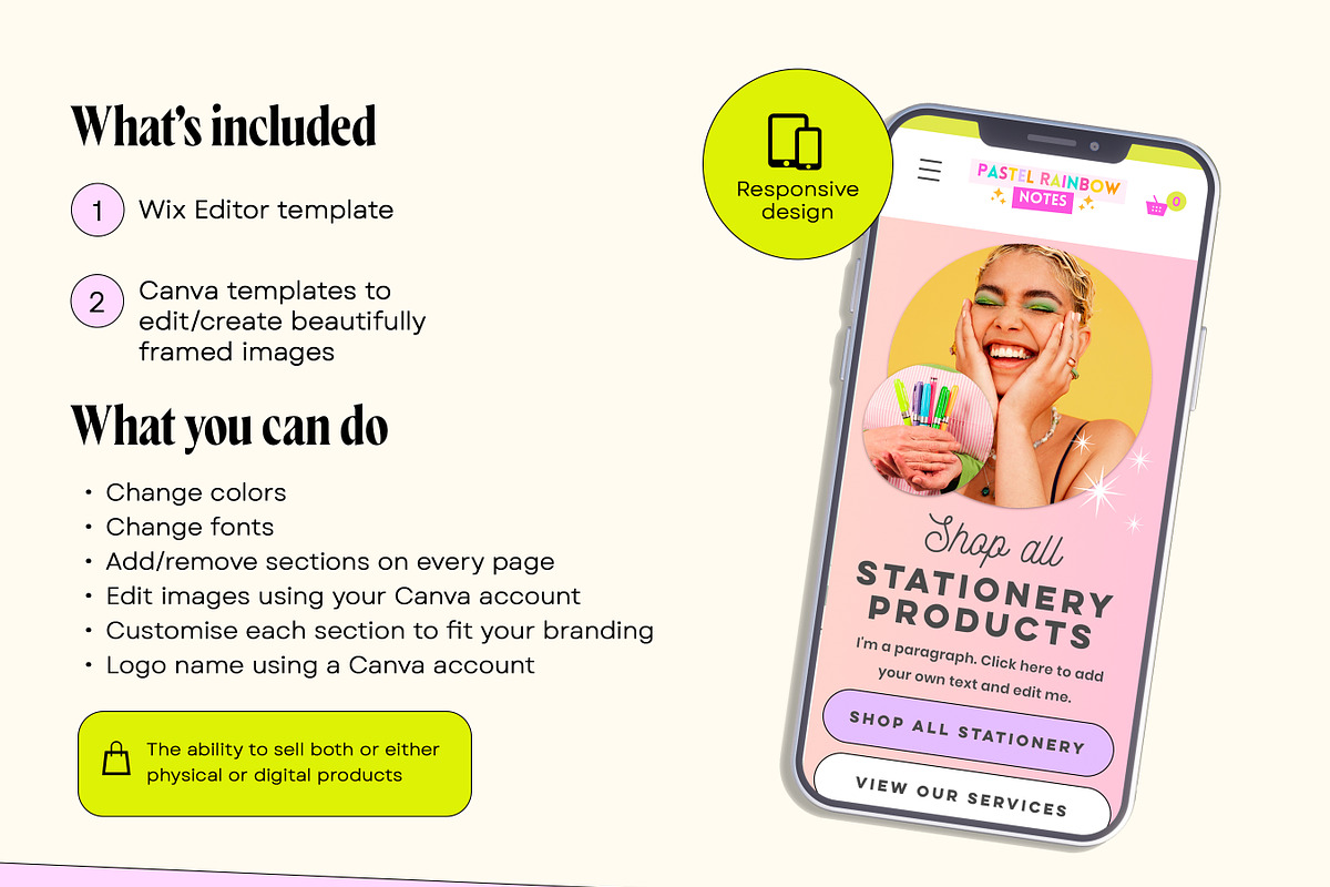 Pastel Rainbow Website Template, a Wix Template by Template Twist Shop (Photo 4 of 10)