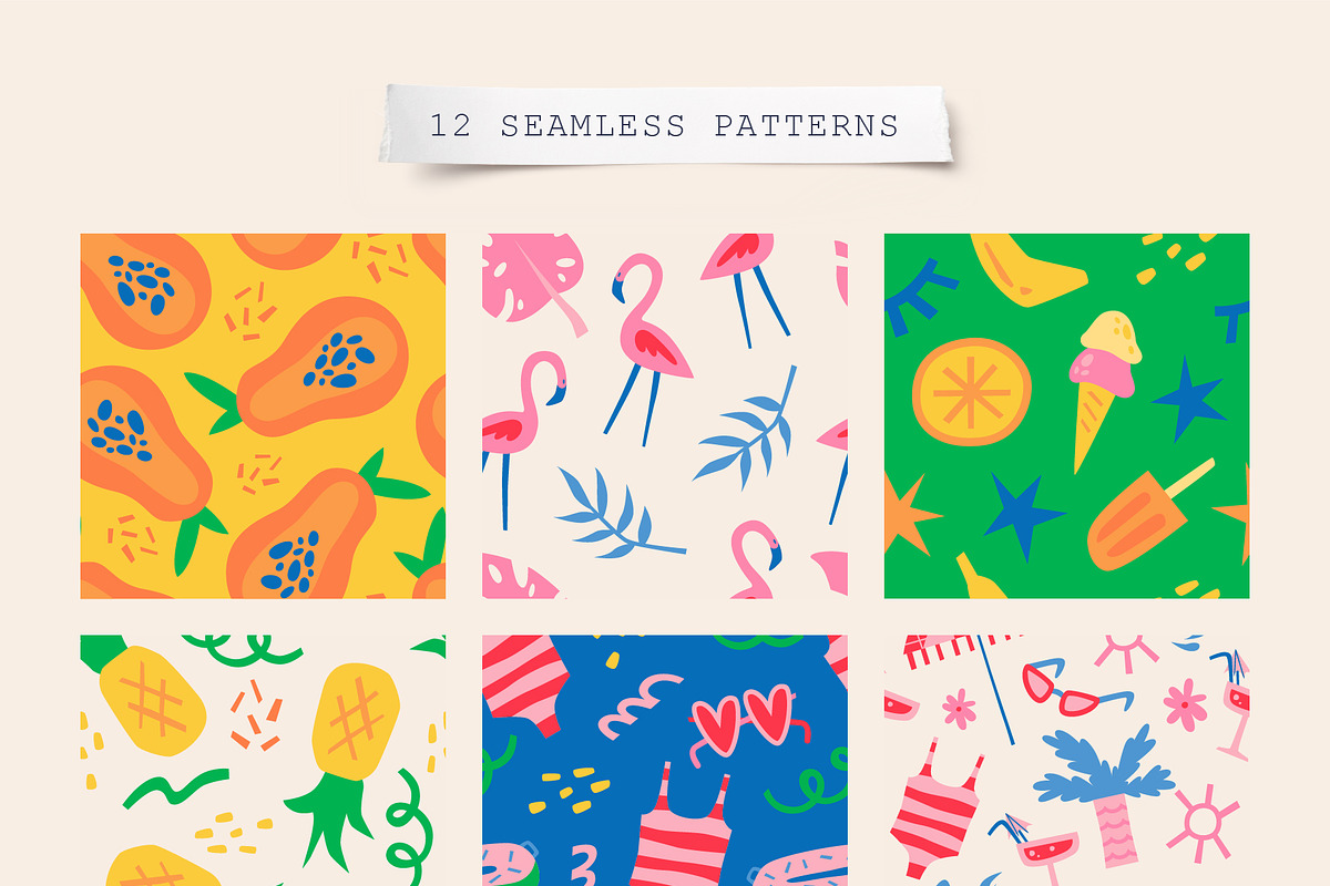 Summer Vibe | Clipart + patterns, an Illustration by katieromanoff_art (Photo 5 of 19)