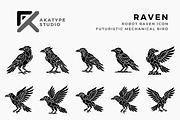 Raven Robot Icon, a Solid Icon by Akatype Studio (Thumbnail 1 of 3)