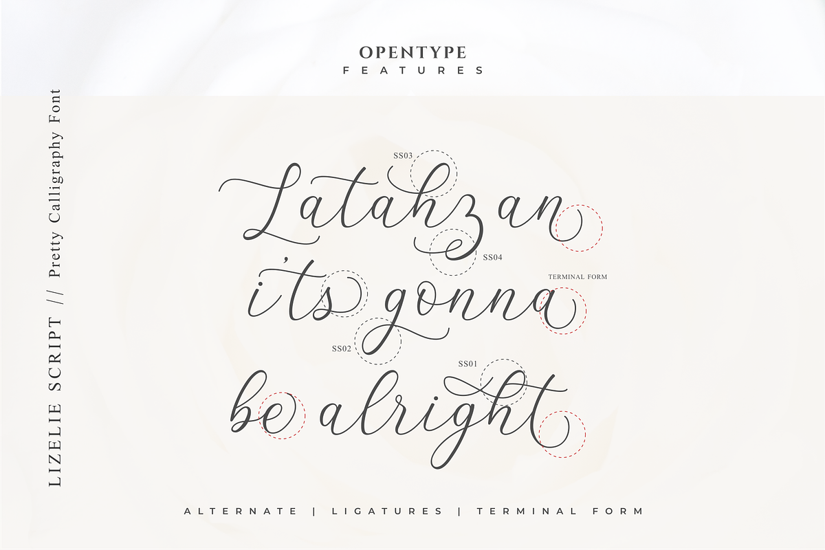 Lizelie Calligraphy font preview 2