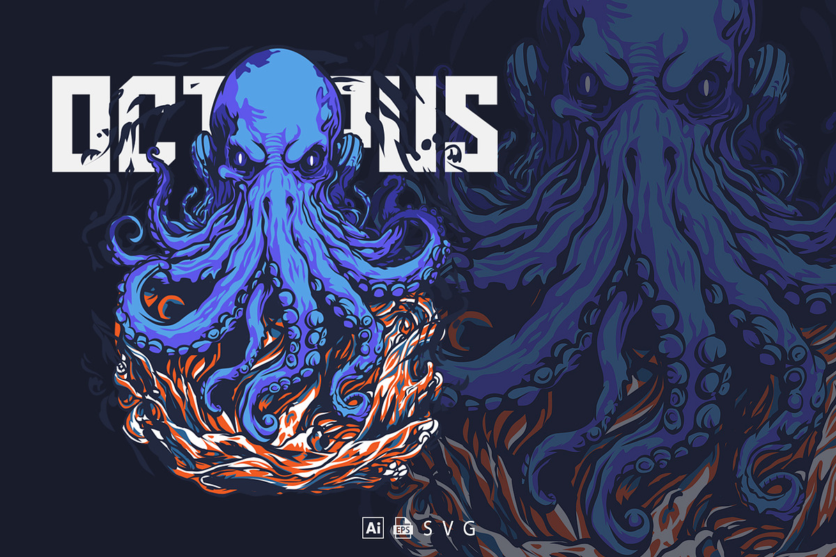 Illustration of Kraken in the Sea, an Animal Illustration by Stock Shape