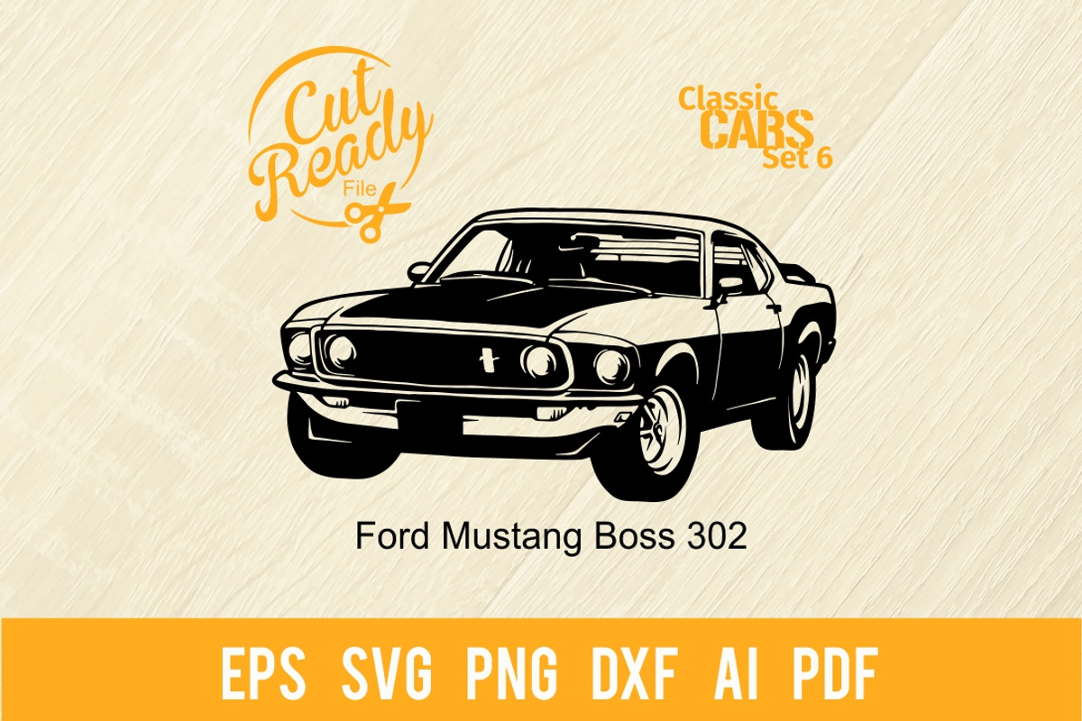 Ford Mustang Boss 302 SVG, a Transportation Illustration by Digital-Clipart