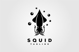 Squid Logo Vintage Vector