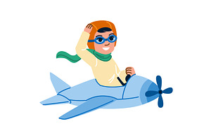 Young pilot flying airplane wearing, a Transportation Illustration by pikepicture