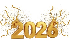 2026 New Year, Gold Confetti Ribbon, a Photo by Pixeness Studio