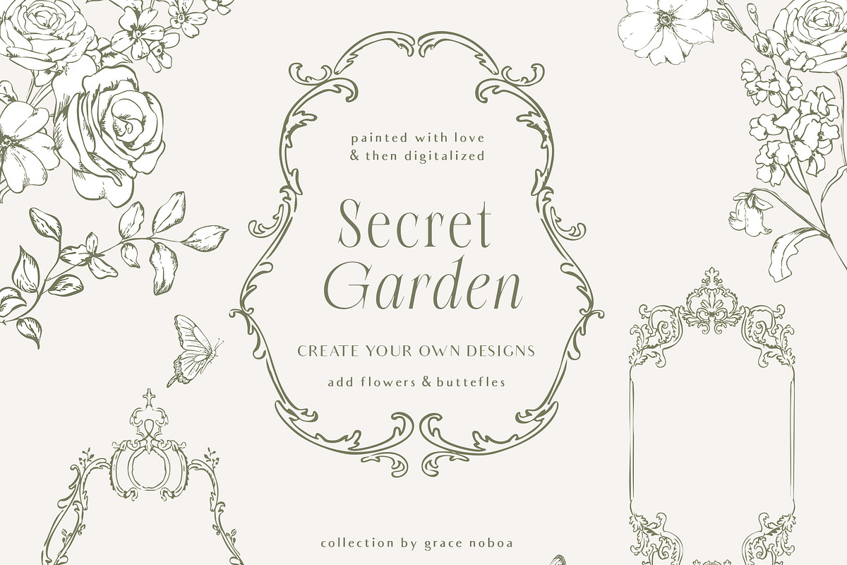 Rococco victorian floral line art, an Object Graphic by Grace Noboa Illustrations (Photo 7 of 9)