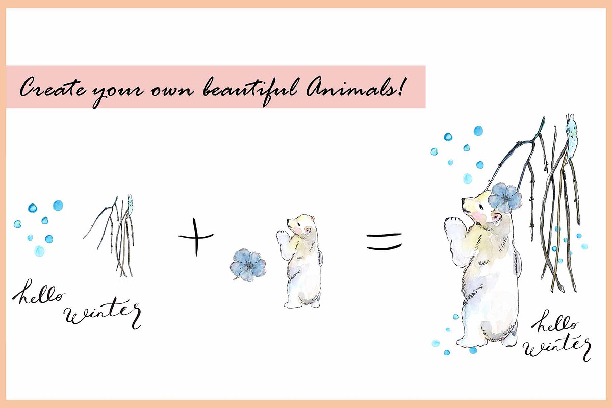Watercolor Wreath & Woodland Friends, an Illustration by VianneArt (Photo 3 of 5)