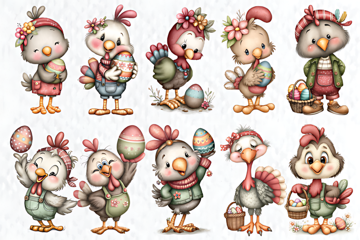 Whimsical Easter Turkey Clipart, a Seasonal Illustration by HueNestify (Photo 2 of 3)