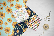 Digital paper, sunflower patterns, a Pattern Graphic by Larisa Maslova (Thumbnail 3 of 4)