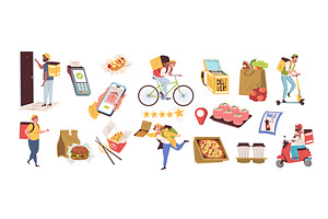 Food delivery workers. Delivery man, a Food Illustration by Stock-Smart-Start