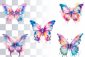 Fantasy Butterflies Watercolor PNG