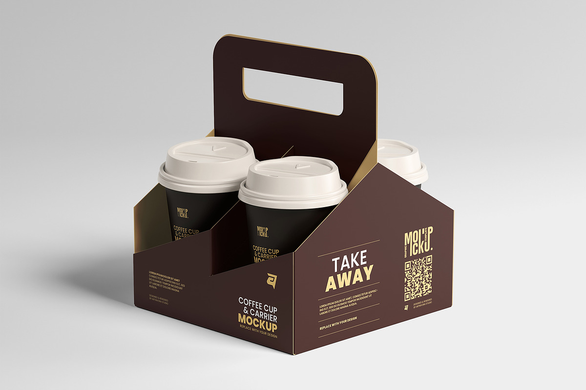 Coffee Cup & Carrier Mockup Design, a Cups & Container Mockup by Artnivora.Std (Photo 2 of 6)