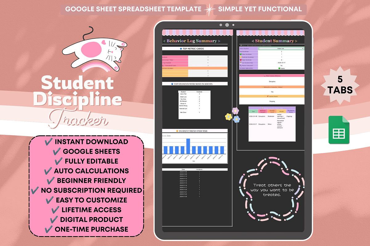 Student Discipline Tracker, a Stationery Template by bellaROSEworkshop (Photo 2 of 6)