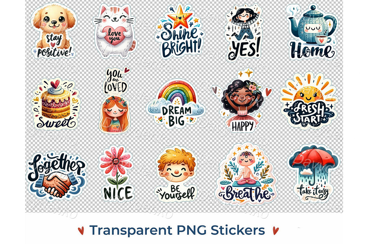 Positive motivational stickers, an Object Illustration by Bubert Art (Photo 1 of 8)