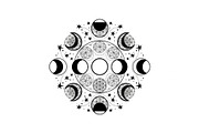 Moon Phase Mandala SVG Bundle, an Illustration by yasushie (Thumbnail 9 of 31)