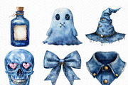 Vintage Denim Halloween Clipart, an Illustration by Craft Nest (Thumbnail 4 of 6)