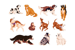 Happy dogs of different breeds set, an Animal Illustration by PaperTrident