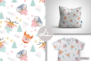 Winter Cute Animal Seamless Pattern