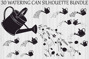 Watering Can Silhouette Bundle, an Illustration by Gaye Art