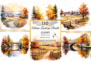 Watercolor Autumn Landscape Clipart, an Illustration by NiiiNArt (Thumbnail 10 of 10)