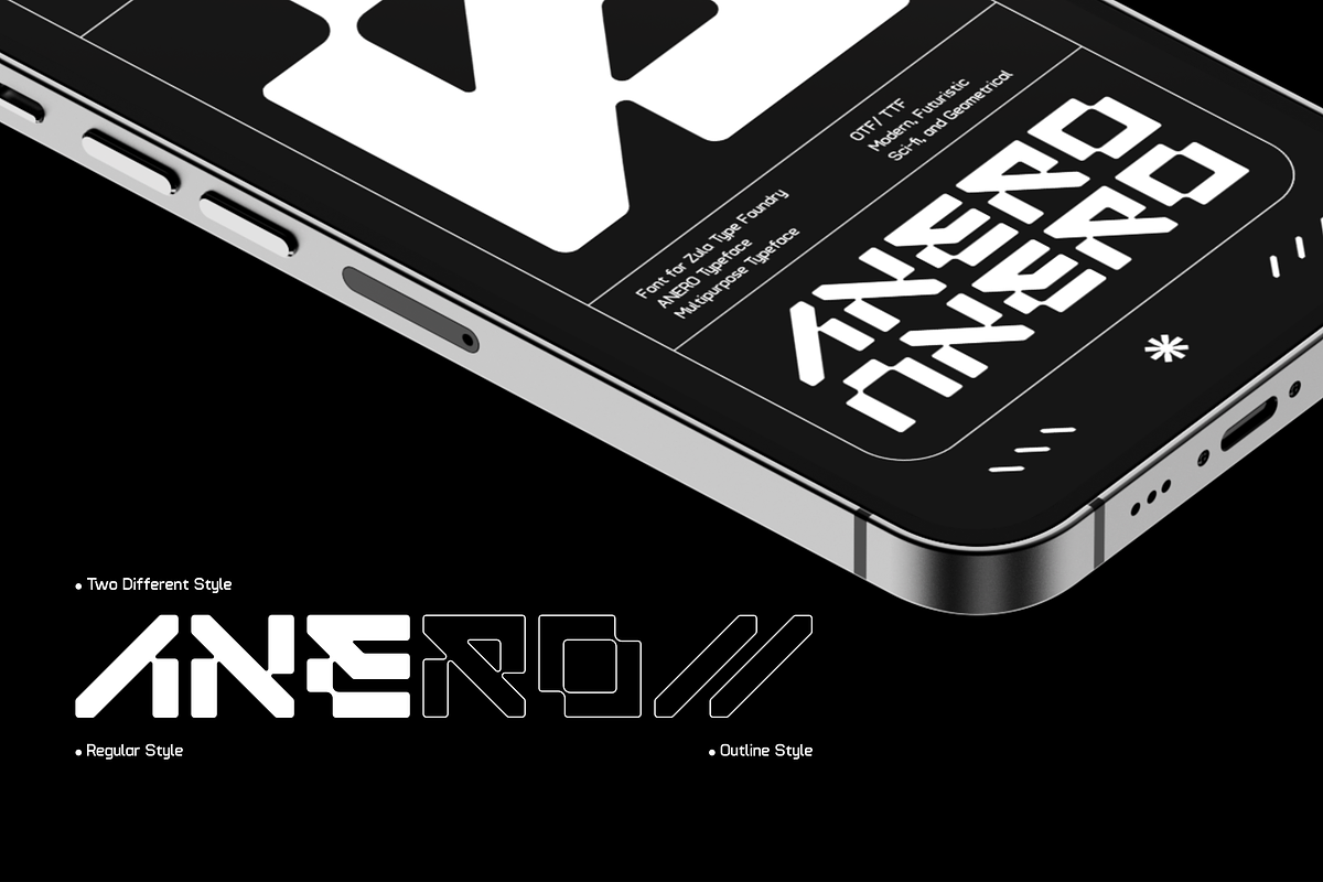 ANERO - FUTURISTIC DISPLAY FONT, a Symbol Font by Font For Zula™ (Photo 11 of 11)