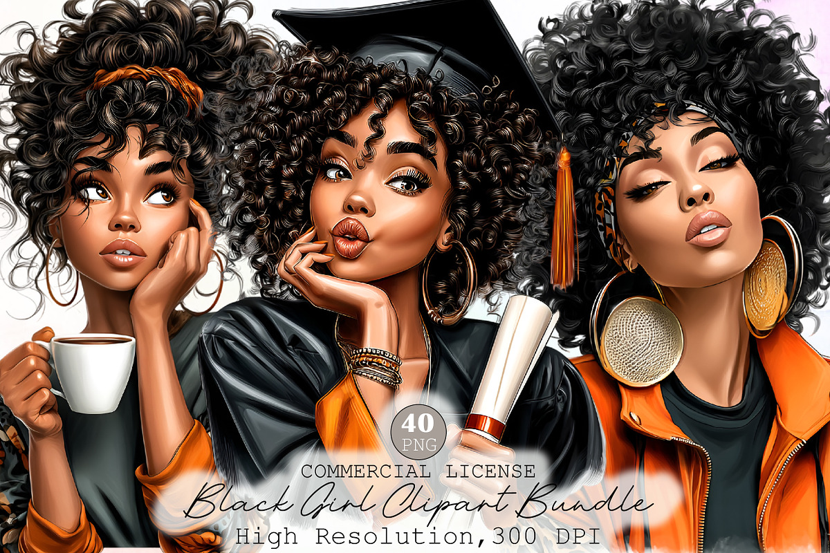 Black Girl Clipart Bundle, an Illustration by Sublimation Artist (Photo 1 of 6)