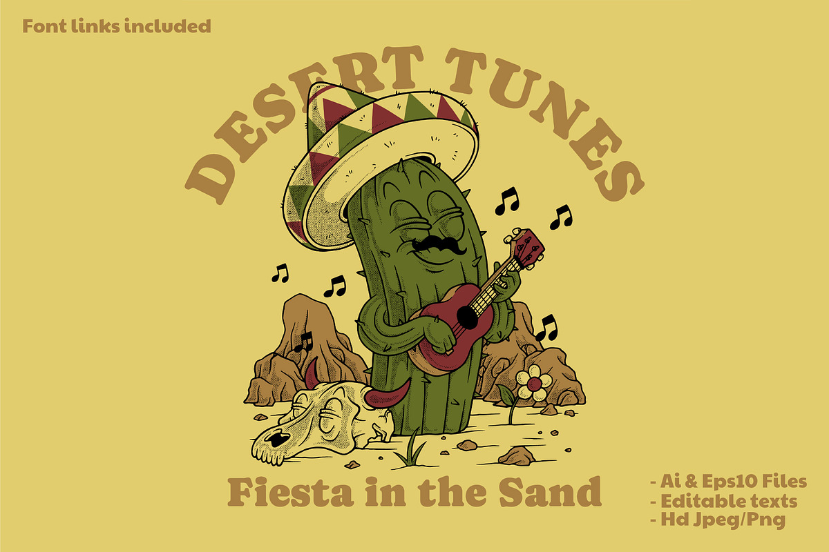 cactus mascot with acoustic guitar, a Branding & Logo Template by Judsart (Photo 1 of 3)