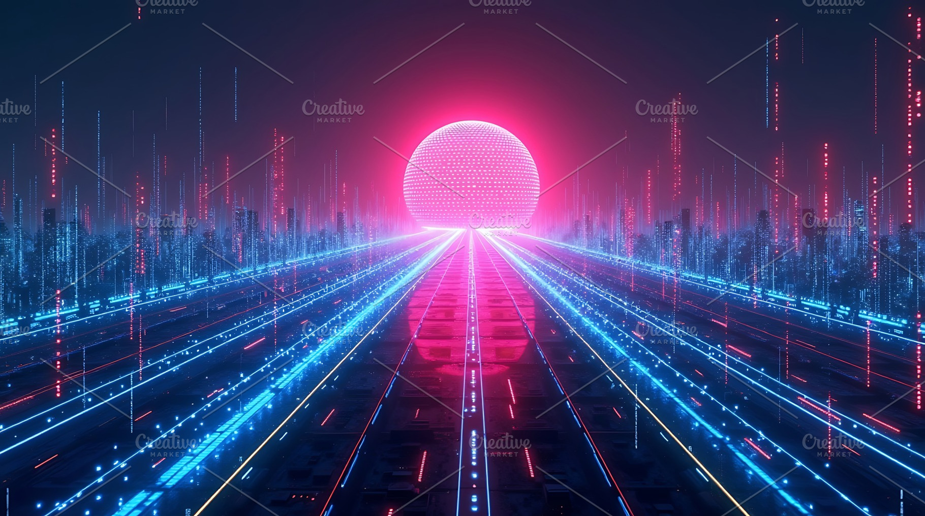 Futuristic city neon lights digital, an Arts & Entertainment Photo by Artonix